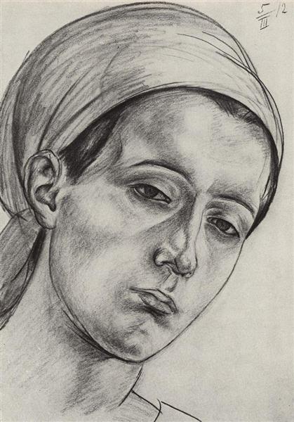 Female head, 1912 - Kusma Sergejewitsch Petrow-Wodkin