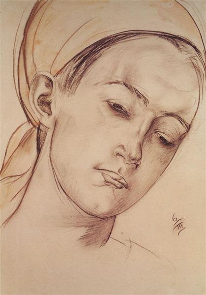 Female head, 1913 - Kuzma Petrov-Vodkin