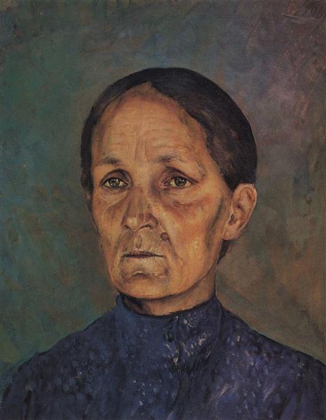 Portrait of A.P.Petrovoy-Vodkin, artist's mother, 1909 - Kouzma Petrov-Vodkine