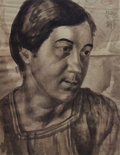 Portrait of the Artist's Wife, 1913 - Kuzma Petrov-Vodkin