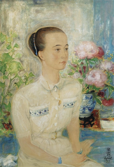 Portrait of a Beauty Among Peonies, 1958 - Ле Фо