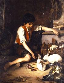 Child with rabbits - Polychronis Lembesis