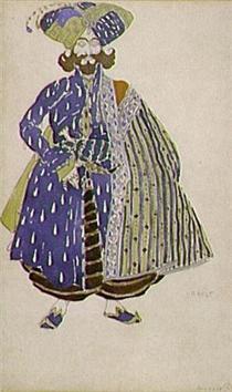 Aide de camp of the Shah, costume design for Diaghilev's production of the ballet Scheherazade - Леон Бакст