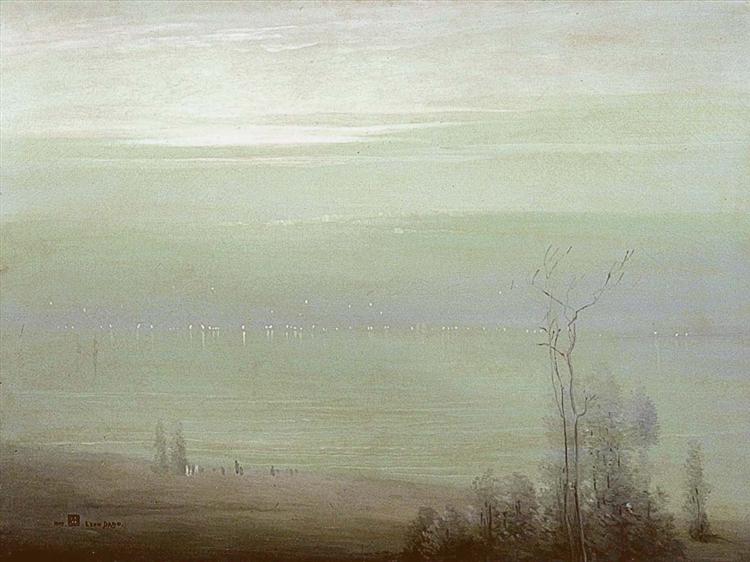 Entardecer no Rio Hudson, 1909 - Leon Dabo