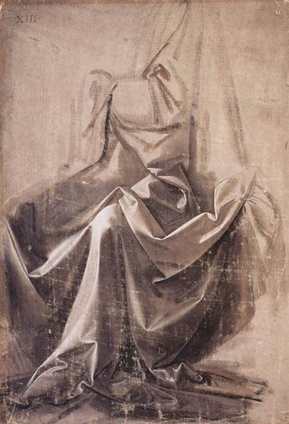 Drapery for a seated figure, 1480 - Léonard de Vinci