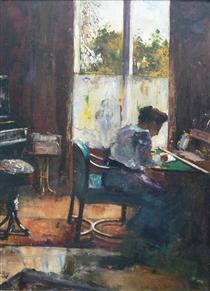 Woman at writing desk - Lesser Ury