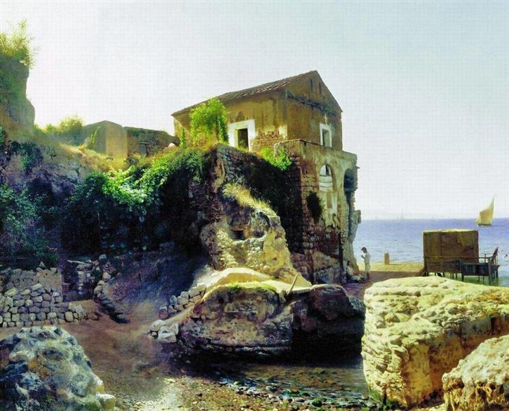 On the island of Capri. Fisher's house., 1859 - Lew Felixowitsch Lagorio