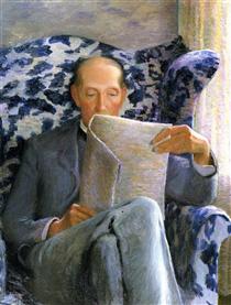 Thomas Sergeant Perry Reading a Newspaper - Lilla Cabot Perry