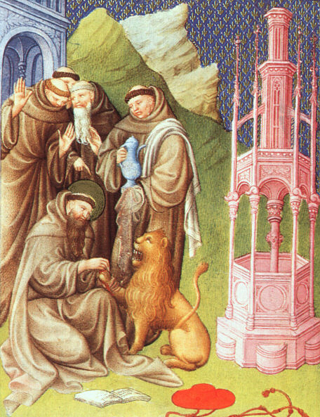 St. Jerome Extracting a Thorn, c.1408 - Limbourg brothers