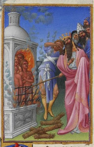 The Three Hebrews Cast into the Fiery Furnace - Irmãos Limbourg