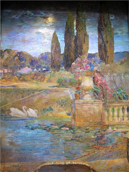 Paesaggio con giardino e una fontana, 1915 - Louis Comfort Tiffany