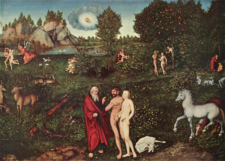 Адам и Ева в Эдемском саду, 1530 - Лукас Кранах Старший