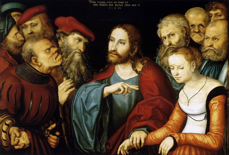 Христос и неверная жена, 1532 - Лукас Кранах Старший