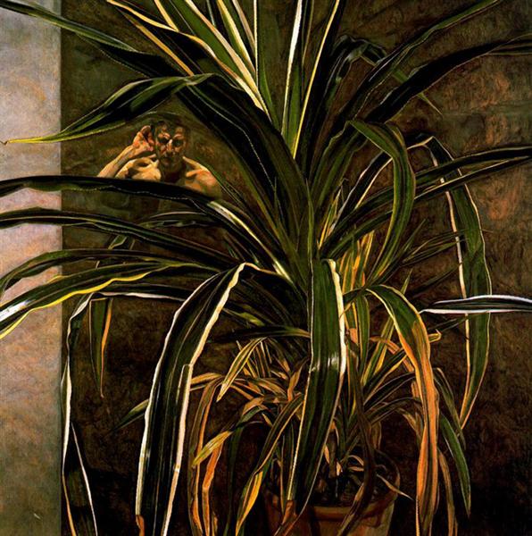 Interior with Plant, Reflection Listening (Self-Portrait), 1967 - 1968 - Lucian Freud