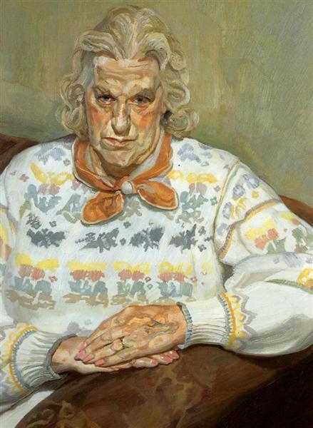 Женщина в свитере с бабочками, 1990 - 1991 - Люсьен Фрейд