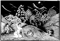 Female Nude in a Landscape - M.C. Escher