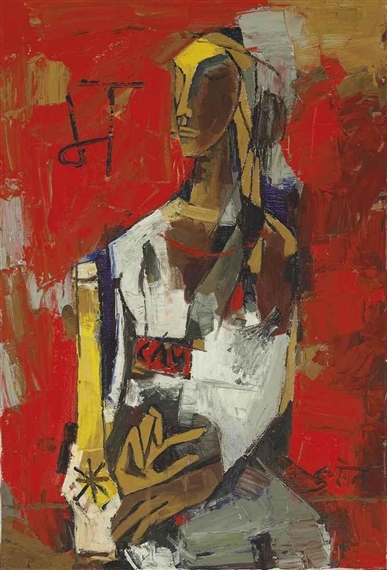 Woman in Red, 1964 - M.F. Husain