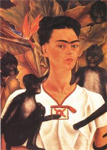 Автопортрет з мавпами - Фріда Кало