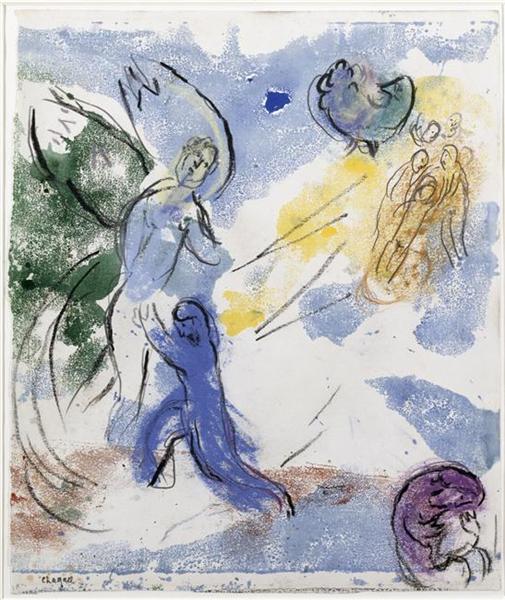 Яків змагається із янголом, c.1963 - Марк Шагал