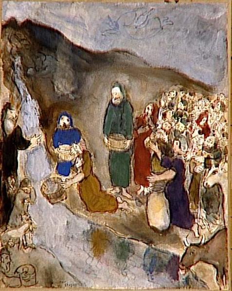 Моисей и скала в Хориве, 1931 - Марк Шагал