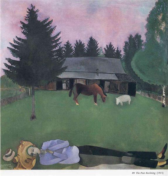 The Poet Reclining, 1915 - Marc Chagall
