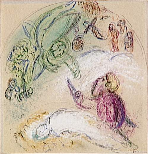 Принесение в жертву Исаака, c.1964 - Марк Шагал