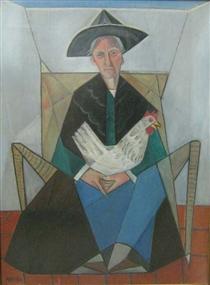 Peasant Woman with chicken - Marevna (Marie Vorobieff)