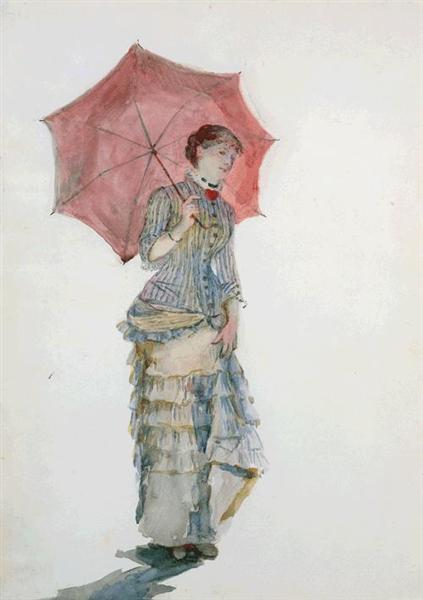 Mulher com um guarda-chuva, 1880 - Marie Bracquemond
