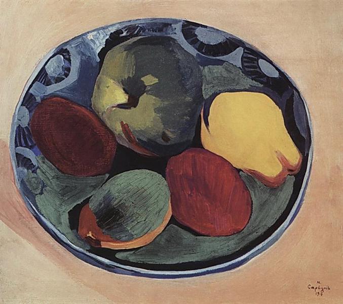 Fruits on the blue plate, 1915 - 马尔季罗斯·萨良