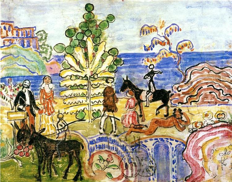 Fantasy (also known as Fantasy with Flowers, Animals and Houses), c.1913 - c.1915 - Моріс Прендергаст