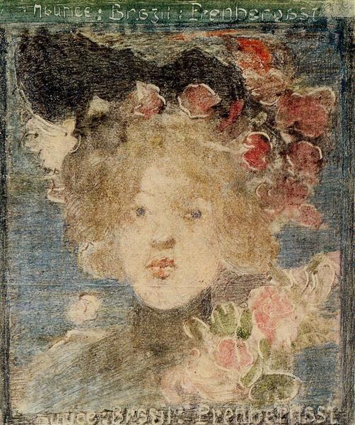 Head of a Girl (with Roses), c.1898 - c.1899 - Морис Прендергаст
