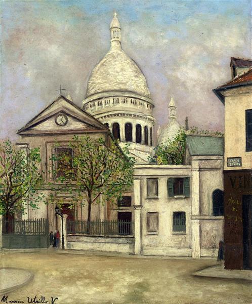 Church of St. Pierre and the dome of Sacre Coeur - Maurice Utrillo