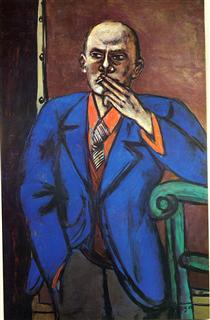 Self-Portrait in Blue Jacket - Max Beckmann
