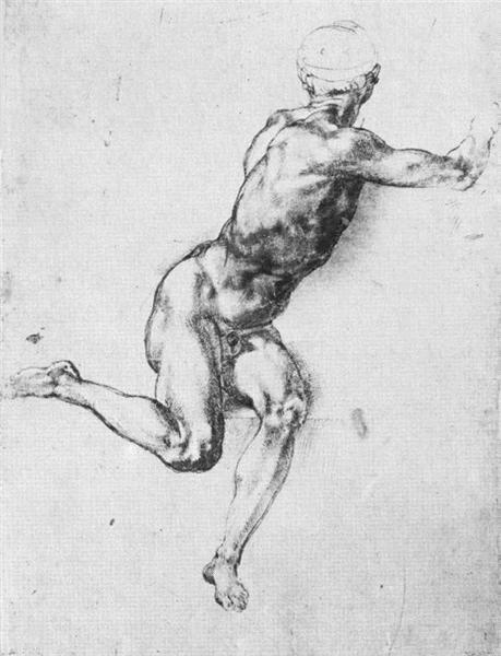 Study of figure to "Battle of Cascina", 1505 - Michelangelo