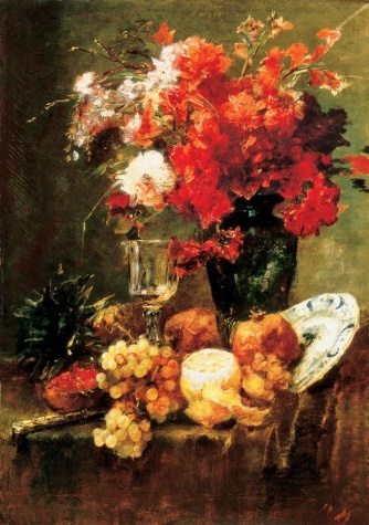 Still-life with Flowers and Fruits, 1882 - Міхай Мункачі