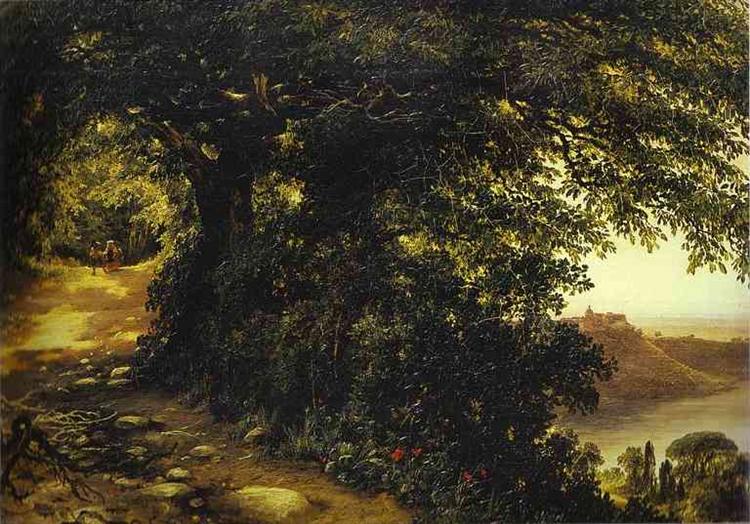 View of Castel Gandolfo near Rome, 1836 - Михайло Лебєдєв