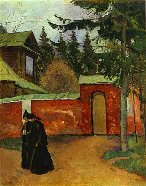 By a Monastery Entrance, 1925 - Mikhaïl Nesterov