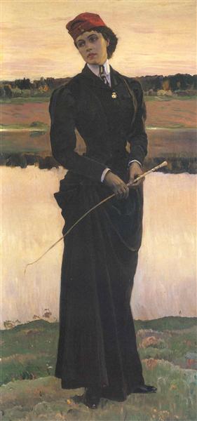 Portrait of Olga Nesterova (Woman in a Riding Habit), 1906 - Mikhaïl Nesterov