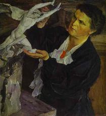 Portrait of Vera Mukhina - Михаил Нестеров
