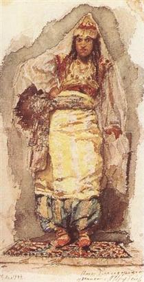 A model with eastern dress - Mikhail Vrubel