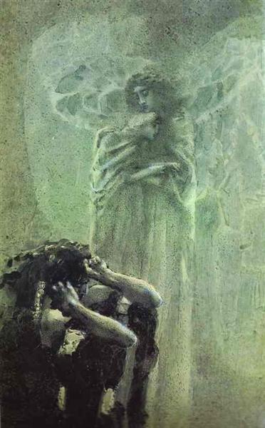 Demon and Angel with Tamara's Soul, 1891 - Michail Alexandrowitsch Wrubel