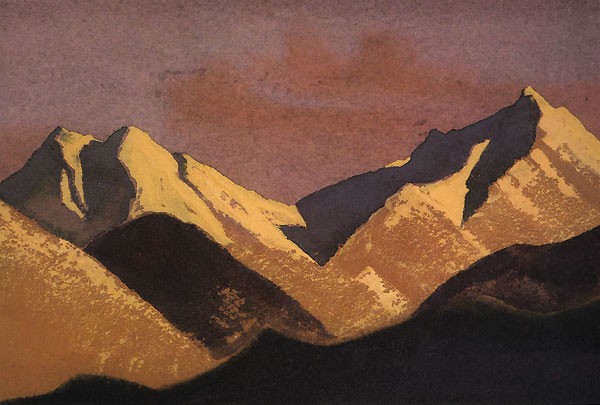 Himalayas. Mountains lit by sunset., 1941 - Nikolai Konstantinovich Roerich
