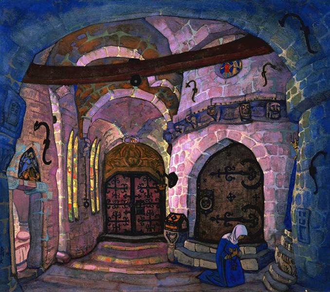 In a monastery, 1914 - Nicolas Roerich