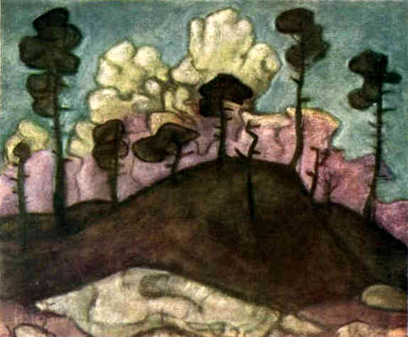 Pine trees with cloudy background, 1912 - Николай  Рерих