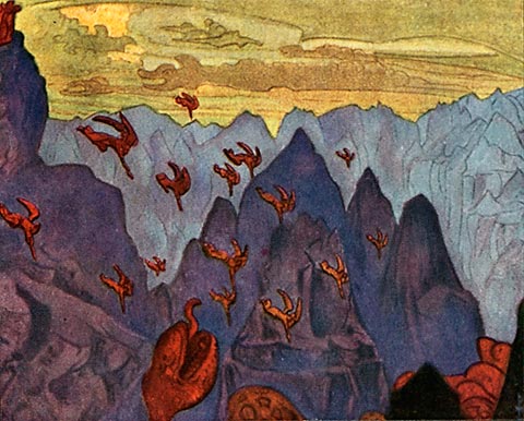 Study "Cry of the serpent", 1914 - Nicolas Roerich