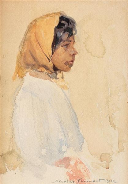 Gypsy Woman with Yellow Headscarf, 1912 - Nicolae Vermont