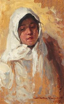 Peasant Woman with White Headscarf - Nicolae Vermont
