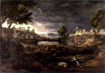 Stormy Landscape with Pyramus and Thisbe - Ніколя Пуссен