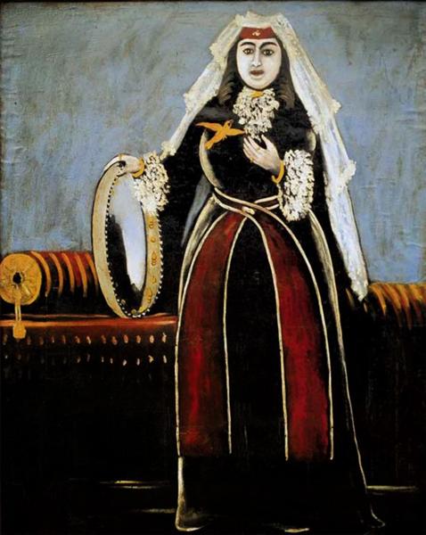 Georgian woman with tambourine - Нико Пиросмани