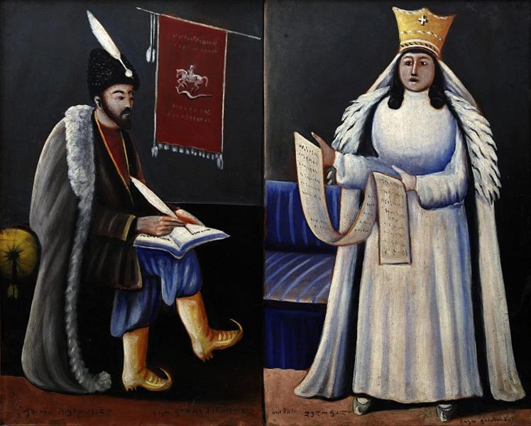 Shota Rustaveli and Queen Tamar, 1915 - Niko Pirosmani